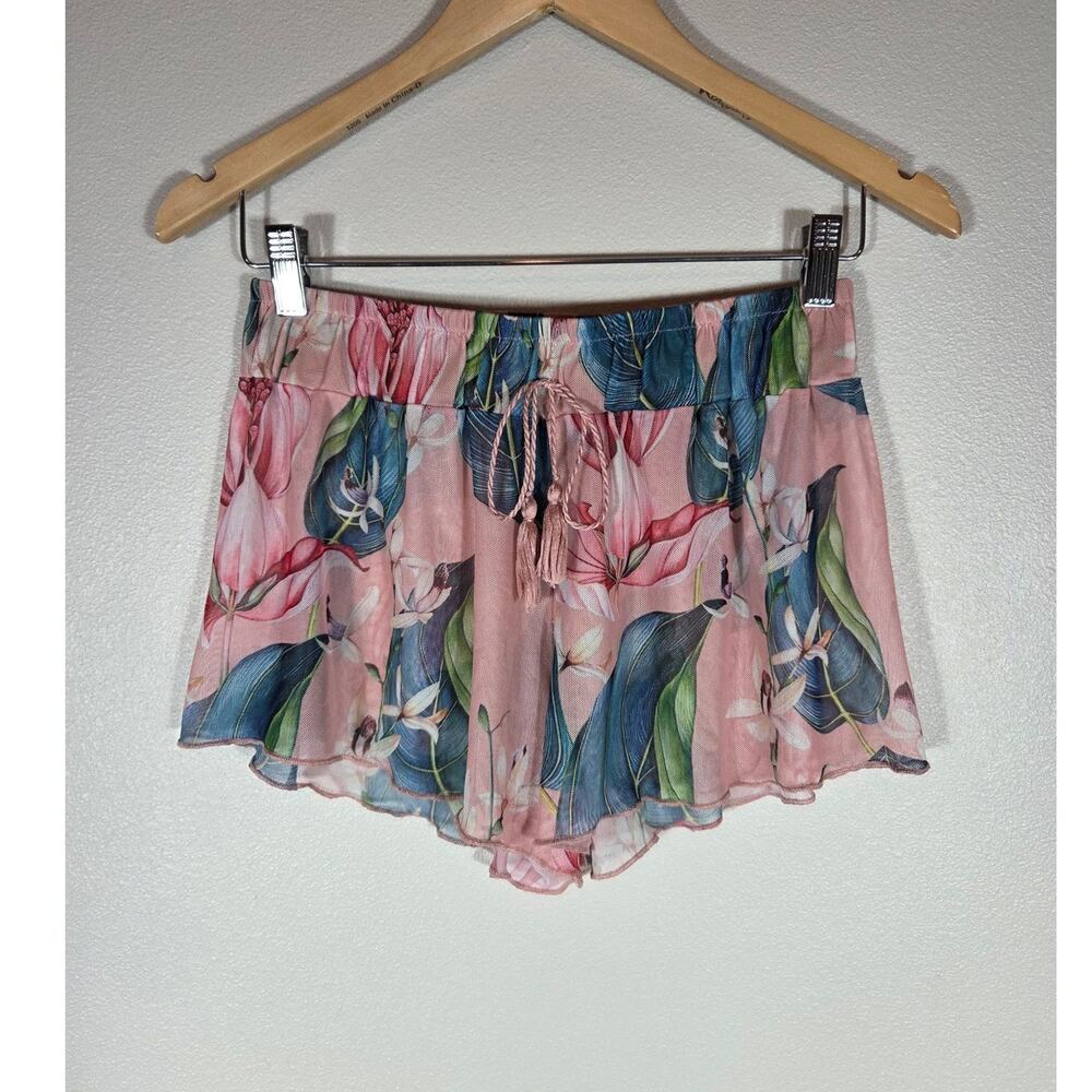 Ja' al K' aana' ab Mesh Floral Swim Cover Shorts Size Small Resort Wear Elevated